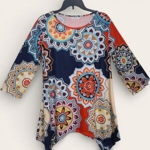 Haute Directions Floral Sleeveless Dress/Tunic Medium